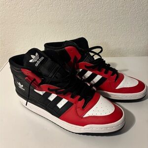 Adidas Black and Red High-Top Sneakers